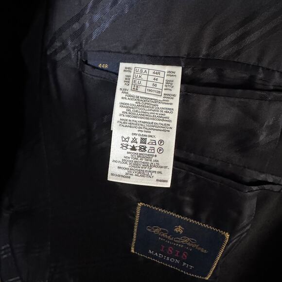 Brooks Brothers Navy Wool Gold Logo Button Blazer 40 Vitale Barberis 1818 Jacket - Picture 8 of 8